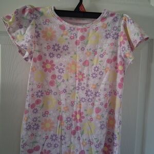 Girls Pastel Floral & Cherry Short Sleeve Nightgown
